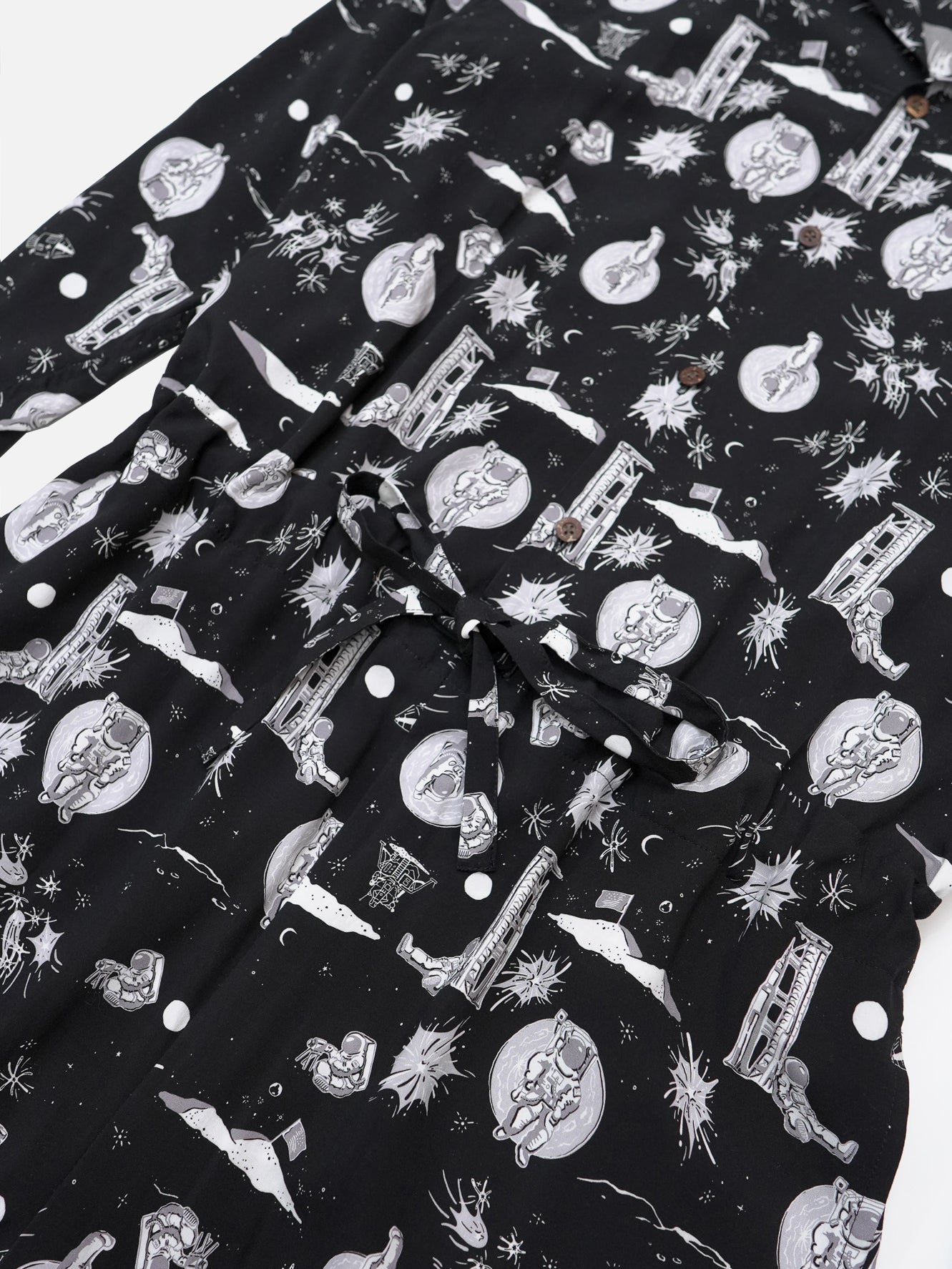 Space Aloha Jumpsuit‐BLACK