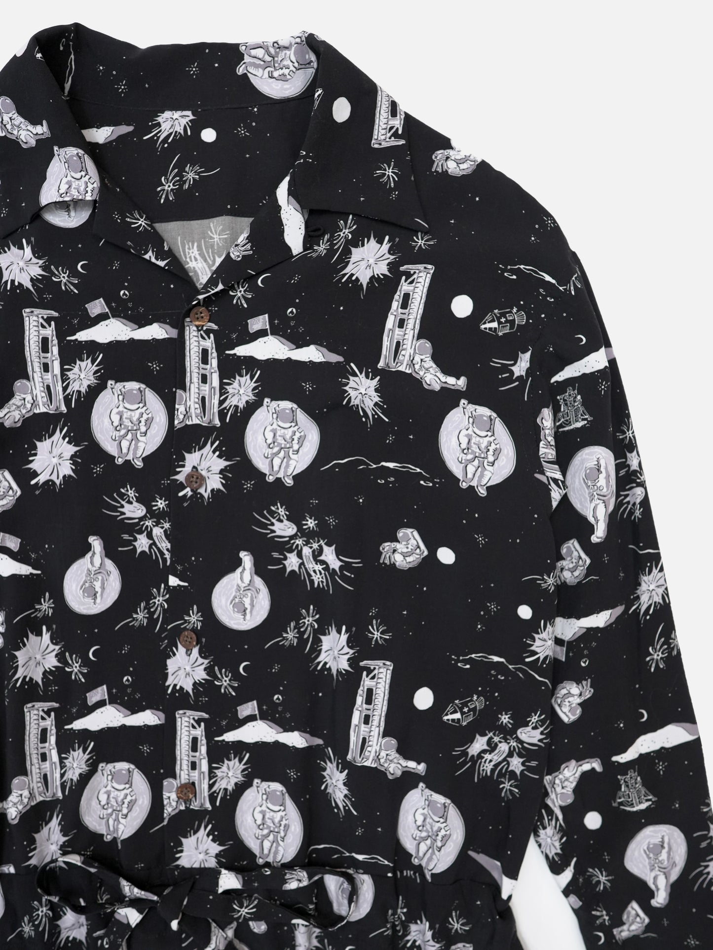 Space Aloha Jumpsuit‐BLACK