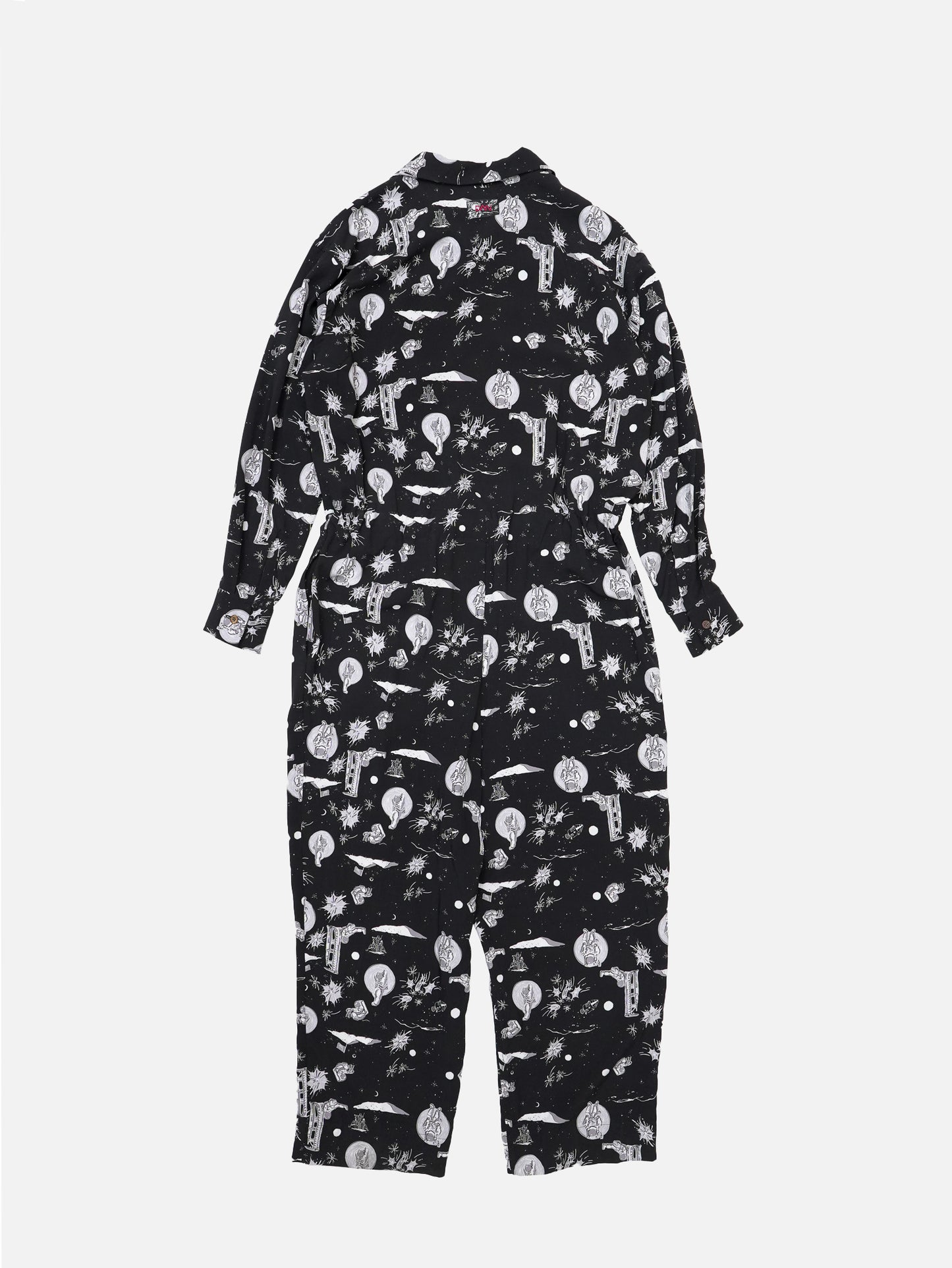 Space Aloha Jumpsuit‐BLACK