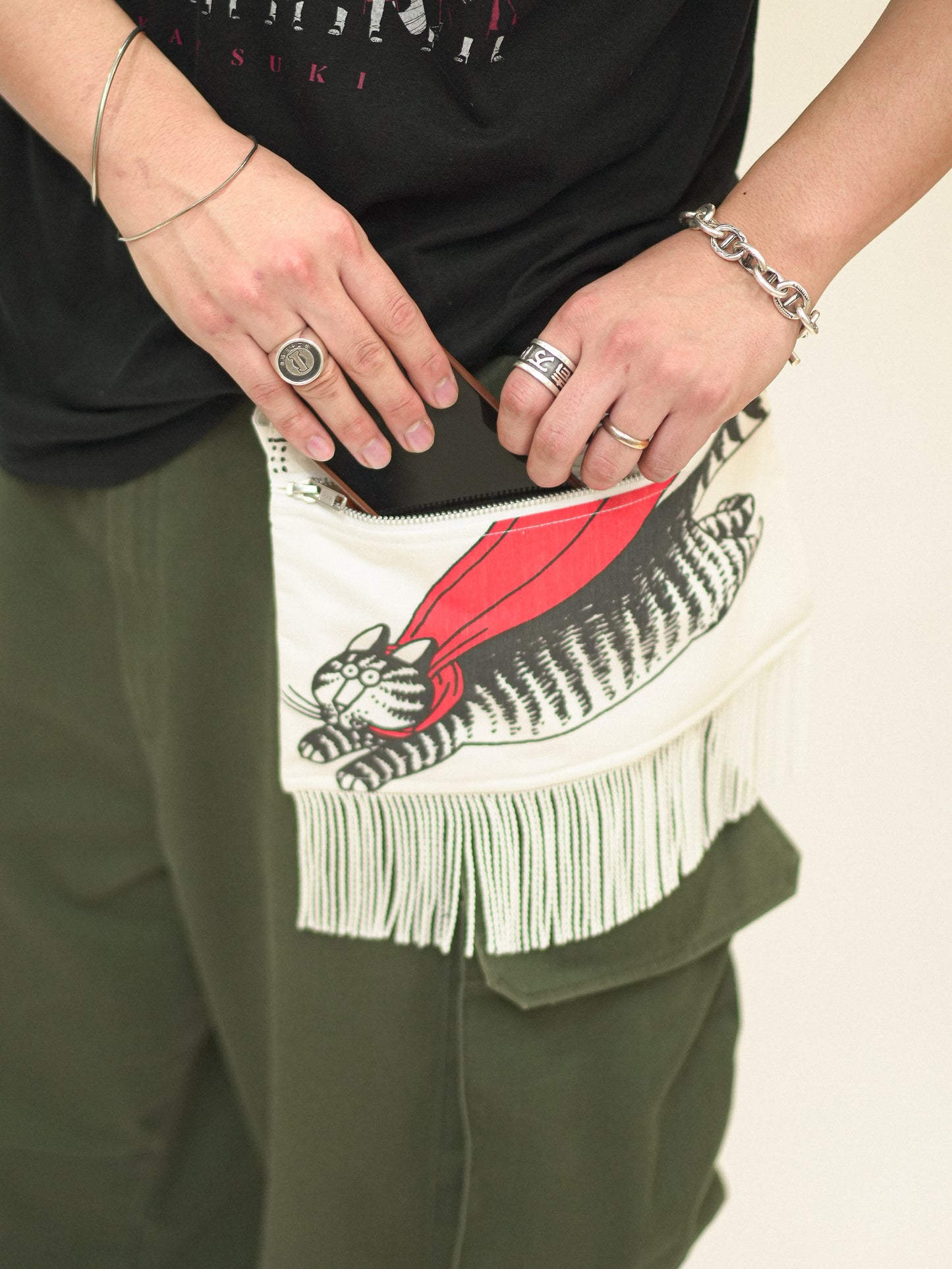 Fringe Pouch - Vintage Fabric