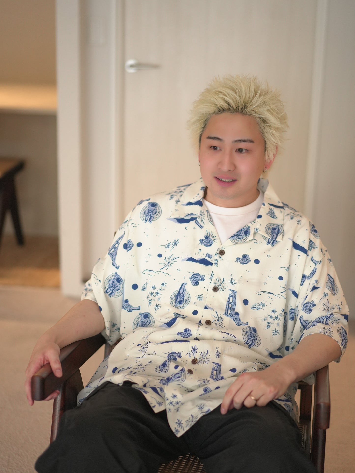 Space Aloha Shirt - WHITE