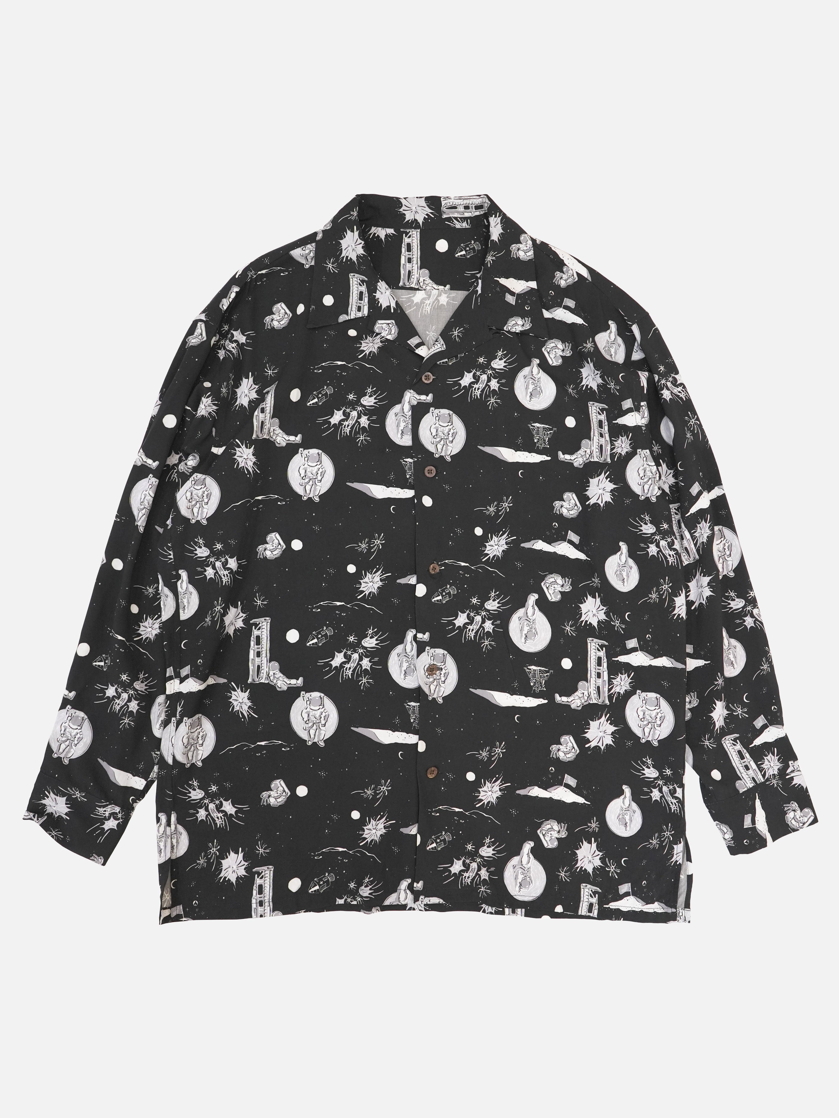 Space Aloha Long Shirt - BLACK