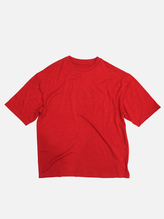 Wool Oversized Tee -  Red