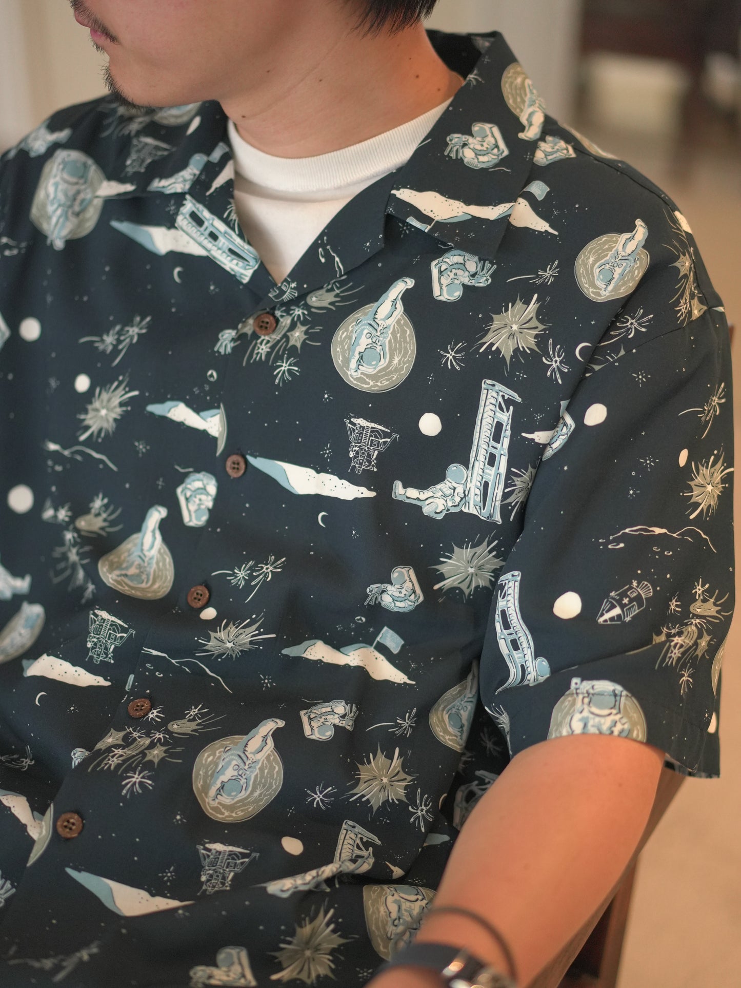 Space Aloha Shirt - NAVY