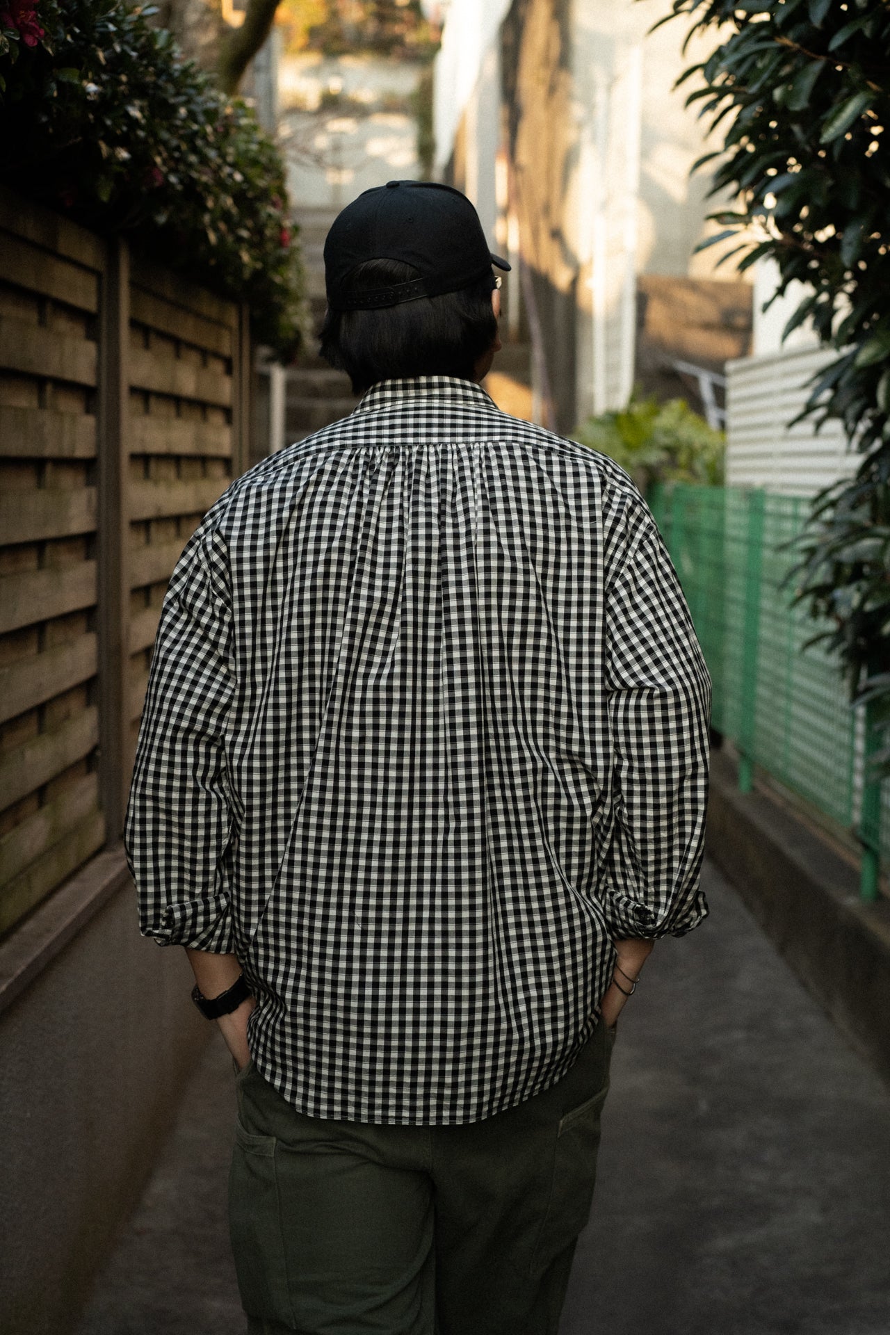 22SS ROLL UP GINGHAM CHECK SHIRT(BLACK)-